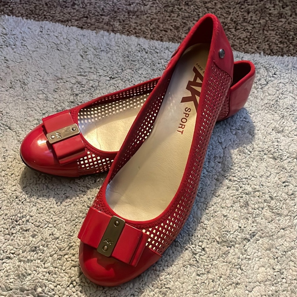 Bright Red Anne Klein Sport Slip-On Flats, Estimated Size 12